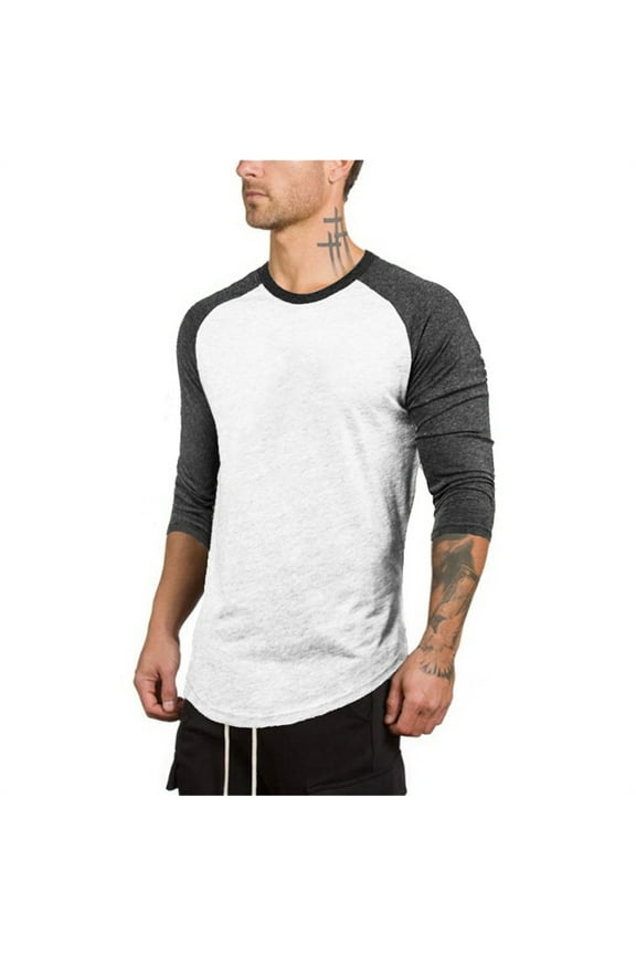 Men's Casual Baseball Tee Slim Fit 3/4 Sleeve Performance Top for Hiking and Outdoor Sports