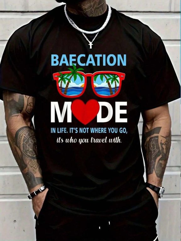 Men's Casual Beach Baecation Graphic T-Shirt