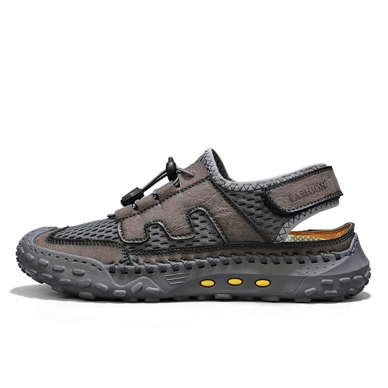 Men\'s Grey Mesh Hiking Sandals Closed-Toe Beach Sandal for Athletic Outdoor Paaisye Men main image 3