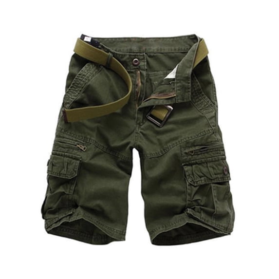 Men's Casual Beach Shorts Summer Boardshorts Swimming Trunks with Zipper Pockets Army Green 33