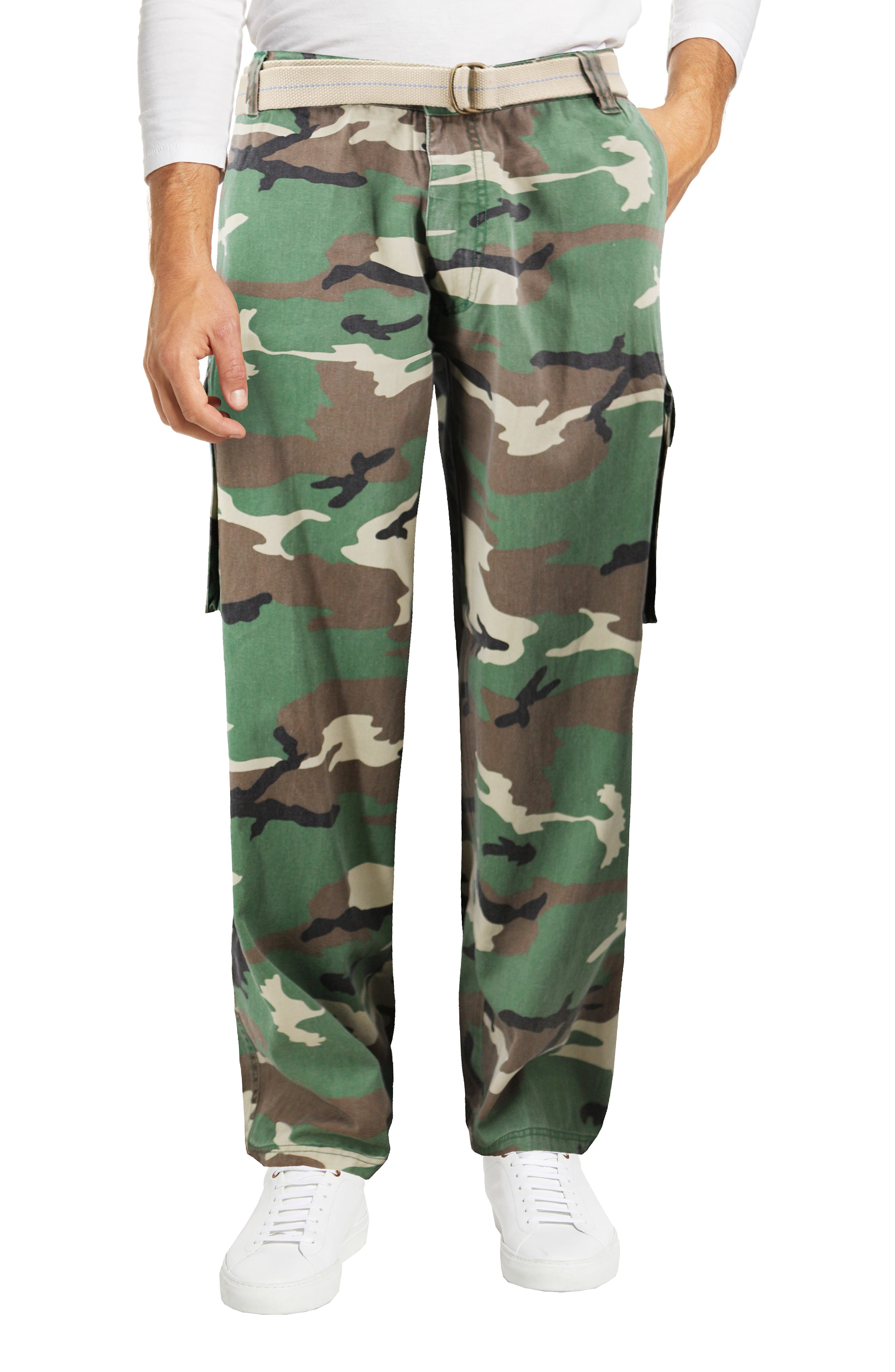 Men's Casual Belted Army Camo Trousers Camouflage Tactical Utility Cargo  Pants (Green, 46x34) - Walmart.com