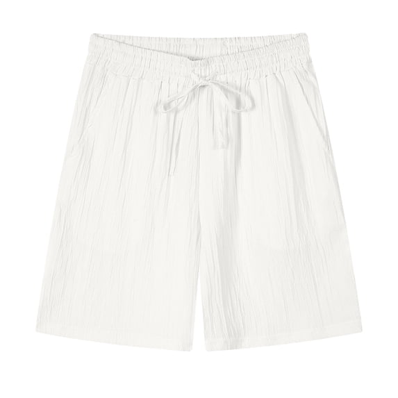 Men's Casual Bermuda Shorts 9" Inseam Textured Summer Beach Short Pants Elastic Waist Drawstring Travel Vacation Loungewear with Pockets Breathable Quick Dry