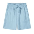 thumbnail image 1 of Men's Casual Bermuda Shorts 9" Inseam Textured Summer Beach Short Pants Elastic Waist Drawstring Travel Vacation Loungewear with Pockets Breathable Quick Dry, 1 of 5