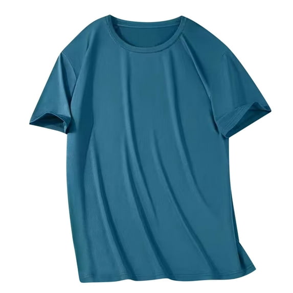 Men's Casual Big Tall T-Shirts Sun Protection Short Sleeve Crew Neck T-Shirts Lightweight Hiking Athletic Quick Dry Tops