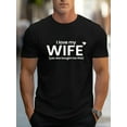 thumbnail image 1 of Men's Casual Black 'I Love My Wife' Cotton T-Shirt - Soft, Breathable & Durable with Seam Locking Stitching, Perfect for Summer Fashion, Casual Summer Wear|Romantic Text Print|Cotton Fabric, 1 of 12