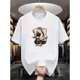 thumbnail image 1 of Men's Casual Black T-Shirt with Intricate Skull and Mechanical Design - Polyester and Spandex Blend, Crew Neck, Short Sleeve, Summer Fashion Graphic Tee, 1 of 5