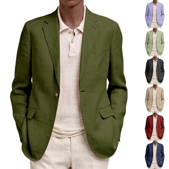 Men's Casual Blazer Lightweight Sport Coats Slim Suit Jacket One Button Blazer Lapel Breathable Machine Wash Lightweight Suit Jacket Casual Daily Business Dating Wine L
