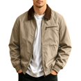 thumbnail image 1 of Men's Casual Bomber Jacket Zip-Up Golf Jacket Khaki Size XL, 1 of 4