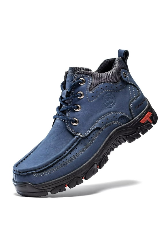 Men's Casual Boots Vintage Leather Ankle Dress Boot Chukka Boots Mid Top Non-Slip Driving Walking Shoes