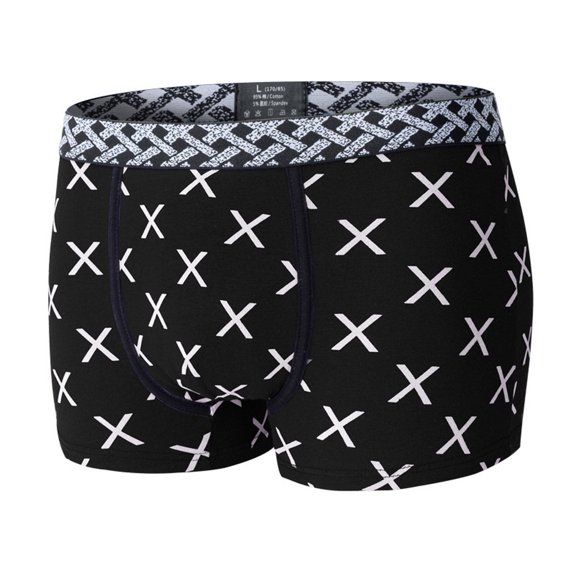 Men's Casual Breathable Boxer Briefs Print Moisture Wicking Underwear Stretchy Workout Trunks Underwear