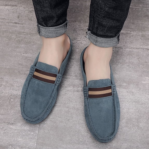 Men's Casual Breathable Loafers, Stylish Backless Mules, Comfortable Soft Sole, Lightweight Slip-On Shoes, Versatile for Spring Summer Indoor Outdoor Wear Blue