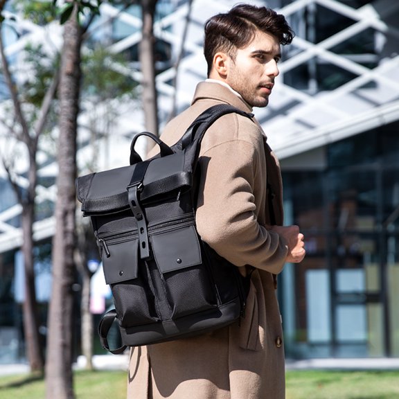 Men's Casual Business Backpack With Large Capacity,Black