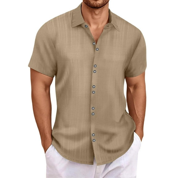 Men's Casual Button Down Shirt Short Sleeve Relaxed Fit Summer Beach Top with Collar Comfortable Breathable Fabric for Daily Wear