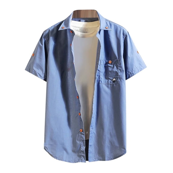 Men's Casual Button Down Shirt Short Sleeve Tops Lapel Button Down Print T Shirt Top Mens Shirt Casual Cool Vacation Lapel Button Tops