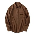 thumbnail image 1 of Men's Casual Button Down Shirts Long Sleeve Solid Color Loose Fit Turn Down Collar Blouse, 1 of 2