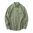 thumbnail image 1 of Men's Casual Button Down Shirts Long Sleeve Solid Color Loose Fit Turn Down Collar Blouse, 1 of 2
