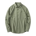 thumbnail image 1 of Men's Casual Button Down Shirts Long Sleeve Solid Color Loose Fit Turn Down Collar Blouse, 1 of 2
