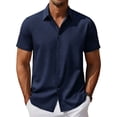 thumbnail image 1 of Men's Casual Button Down Shirts Short Sleeve Stretch Button Up Pattern Business Dress Shirt for Men 3xl Tall Shirts For Men, 1 of 7