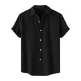 thumbnail image 1 of Men's Casual Button Down Shirts - Short Sleeve Summer Textured Beach Wrinkle-Free Shirts Black L, 1 of 9