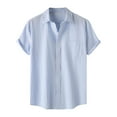 thumbnail image 1 of Men's Casual Button Down Shirts - Short Sleeve Summer Textured Beach Wrinkle-Free Shirts Light Blue XL, 1 of 9