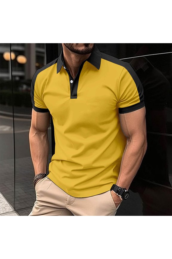 Men's Casual Button Down Lapel Solid Color Shirt Short Sleeve Sleeve Top Shirt Shirts for Men Long Sleeve Dry Blend of T Shirts Mod Bod Tops Long Sleeve Shirt Long Sleeve Undershirt for Men Pocket T