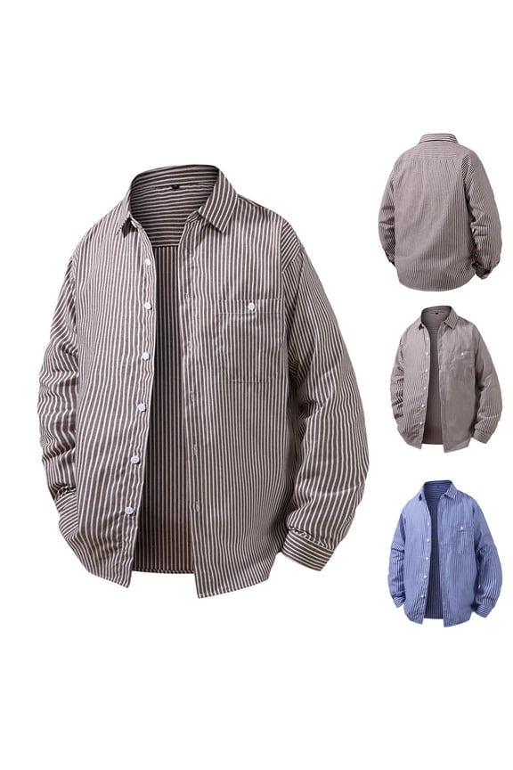 Men's Casual Button Down Shirt Cotton Polyester Long Sleeve Checkered Shirt with Pocket Turndown Collar Loose Fit Casual Daily Business Beach Vacation Dress | Zenithor,Coffee M