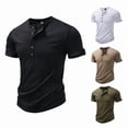 thumbnail image 1 of Men's Casual Button Down Shirt Cotton | Regular Fit Short Sleeve Blouse | Round Neck Button Closure | Breathable & Soft | Daily Wear Office Vacation | Classic Essential | Zenithor,Army Green L, 1 of 9