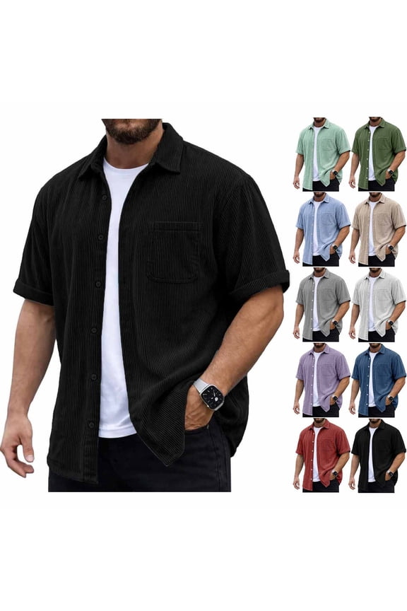 Men's Casual Button Down Shirt Cotton Spandex Blend with Pocket Lapel Short Sleeve Relaxed Fit Breathable Daily Wear Office Business Streetwear Gift | Zenithor,Army Green XL