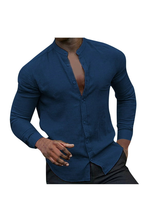 Men's Casual Button Down Shirt Fashion Summer Casual Collar Button Down Dress Shirts Slim Fit Long Sleeve Solid Color Holiday Beach Shirts Untucked Long Sleeve Business Casual Dress Shirt