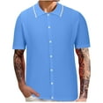 thumbnail image 1 of Men's Casual Button Shirt Short Sleeve Vintage Clothing Knit Polo Shirt Summer Beach Shirt, 1 of 6