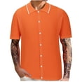 thumbnail image 1 of Men's Casual Button Shirt Short Sleeve Vintage Clothing Knit Polo Shirt Summer Beach Shirt, 1 of 6