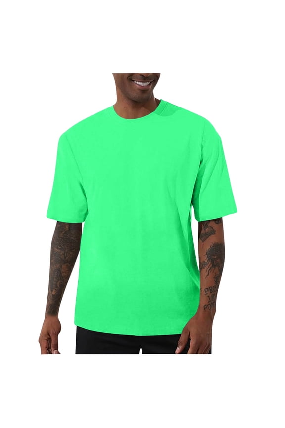Big & Tall Casual Basic T-Shirts for Men Short Sleeve Crewneck Tee, Performance Soft Stretch Moisture Wicking Regular Fit Plain Solid Color Workout Base Layer Tops