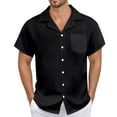 thumbnail image 1 of Men's Casual Button-Up Shirt for Summer Versatile Loose Fit with Pocket and Cuban Collar for Everyday Wear and Lightweight and Comfortable Design Mens T-Shirts In 3xlt Tall V Neck Graphic, 1 of 5