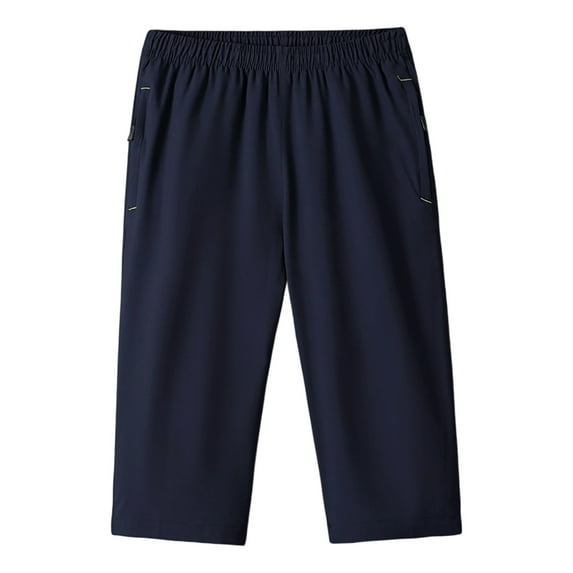 Men's Casual Capri Pants Elastic Comfortable Summer Breathable Lightweight Slim Fit Stretchable Daily Wear Versatile Solid Color for Outdoor Active Gym Running Men's Pants Sweatpants Slim Fit