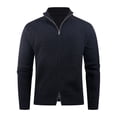 thumbnail image 1 of Men's Casual Cardigan Sweater Stand Collar Long Sleeve Outfits Two-Way Zipper Sweater Jacket Black M, 1 of 8