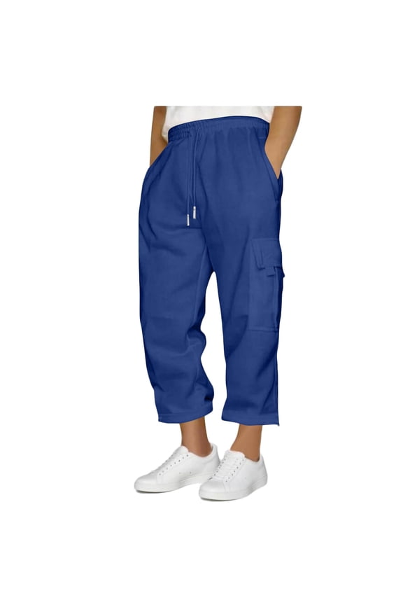 Men's Casual Cargo Capris Sweatpants Below Knee Shorts 3/4 Capri Long Shorts Relaxed Fit Pants with Multi Pocket