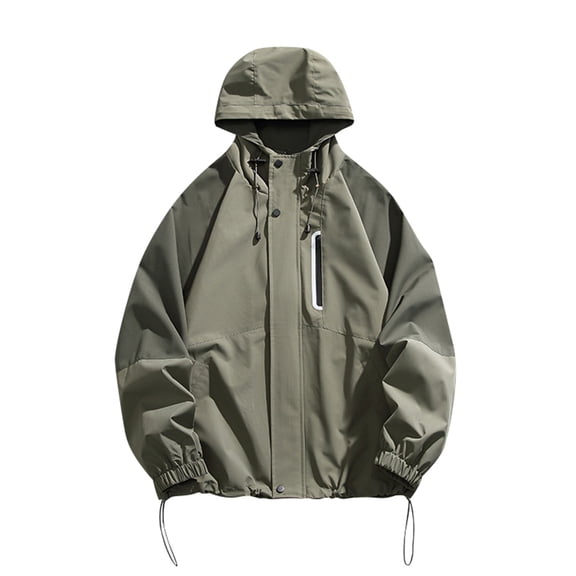 Men's Casual Cargo Jacket Lightweight Hooded Outdoor Windbreaker Functional Loose Fit Spring Autumn Coat