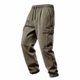 thumbnail image 1 of Men's Casual Cargo Joggers Pants Straight Leg Loose Stretch Elastic Waist Drawstring Tapered Sweatpants with Muti Flap Pockets Size 3XL Army Green, 1 of 5