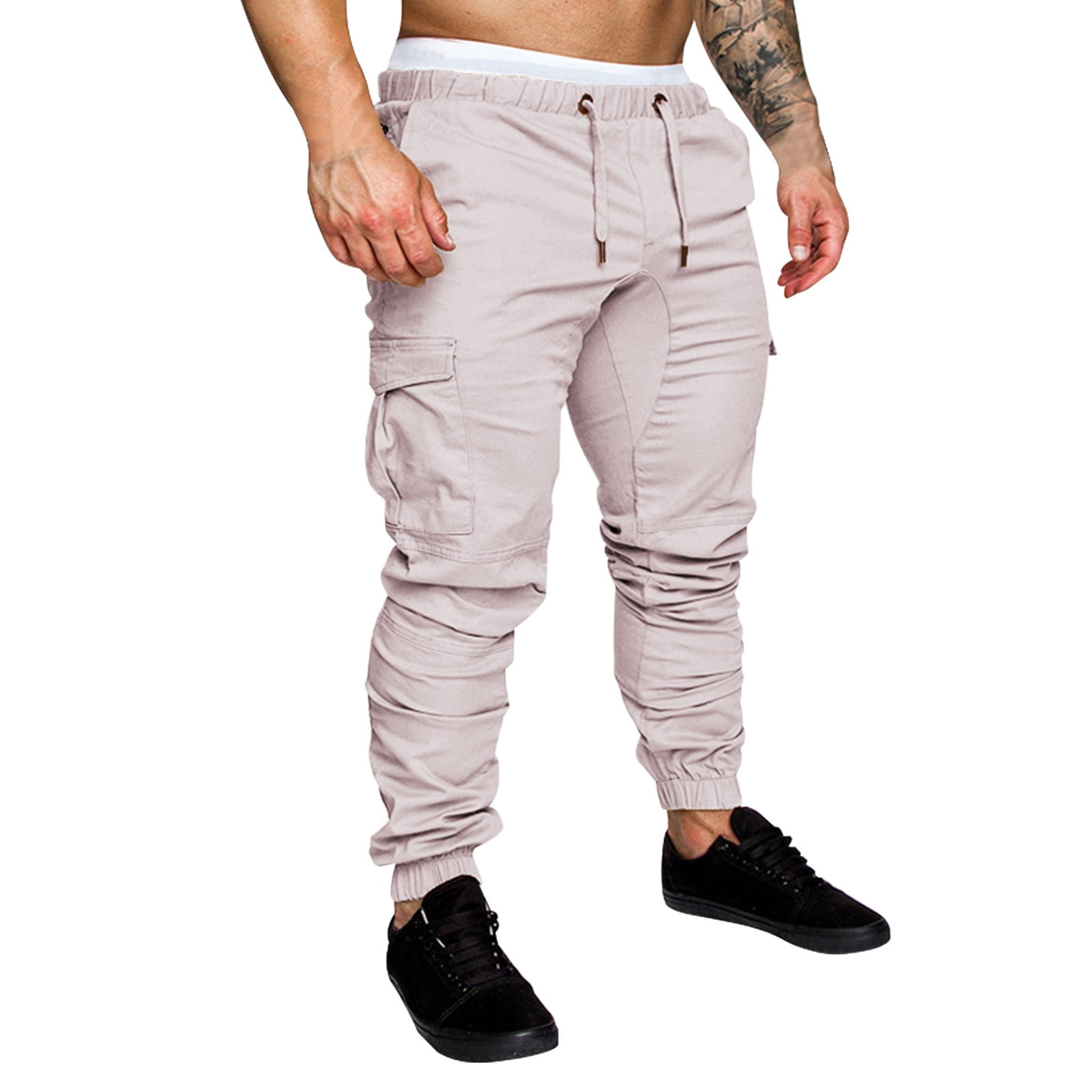 Men Cargo Pants with Pockets - Stretch Waist, Casual Solid Straight Leg  Multi-Pocket Running and Work Pants. (Off-White,3XL) : : Clothing,  Shoes & Accessories