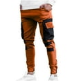 thumbnail image 1 of Men's Casual Cargo Pants Drawstring Elastic Waist Joggers Sweatpants Solid Color Multiple Pockets Hiking Trousers, 1 of 7