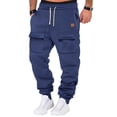 thumbnail image 1 of Men's Casual Cargo Pants Drawstring Fleece Running Track Jogging Sweatpants Workout Hiking Outdoor Joggers, 1 of 14