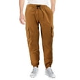 thumbnail image 1 of Men's Casual Cargo Pants Elastic Waist Gym Workout Athletic Sport Joggers (Khaki, 32x32), 1 of 3