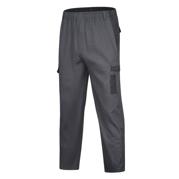 Men's Casual Cargo Pants Stretch Fit Tapered Pants with Pockets Hiking Walking Black Cargo Trousers Plus Size Elastic Waist Pants Combat Work Trousers