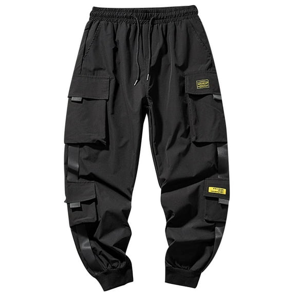 Men's Casual Cargo Pants Techwear Streetwear Elastic Waist Jogger Outdoor Sport Trousers with Pockets Lightweight Comfortable