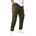 thumbnail image 1 of Men's Casual Cargo Pants Workout Hiking Joggers Stretch Sweatpants Drawstring Tactical Pants with Multi Pockets, 1 of 4