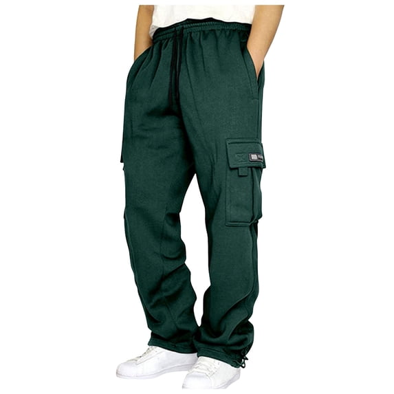 Men's Casual Cargo Pants Workout Joggers Stretch Sweatpants Hiking Drawstring Tactical Pants with Multi Pockets Men's Sweatpants With Pockets