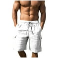 thumbnail image 1 of Men's Casual Cargo Shorts 9" Inseam Summer Beach Vacation Bermuda Short Pants, Drawstring Elastic Waist Lightweight Multi Pocket Resort Shorts for Men, 1 of 7