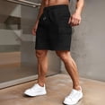 thumbnail image 1 of Men's Casual Cargo Shorts Classic Drawstring Elastic Waist Relaxed Fit Work Short with Multi Pockets Black M, 1 of 5