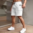 thumbnail image 1 of Men's Casual Cargo Shorts Classic Drawstring Elastic Waist Relaxed Fit Work Short with Multi Pockets White L, 1 of 5