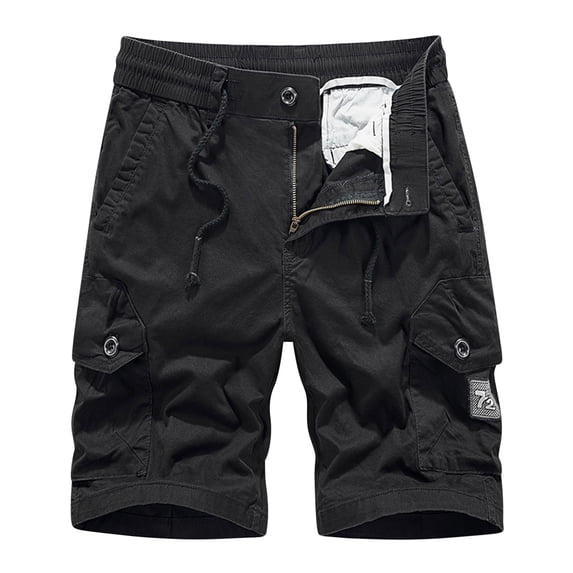 Men's Casual Cargo Shorts Elastic Waist with Drawstring Lightweight Breathable Multi-Pockets Hiking Outdoor Short Pants for Summer Golf Walking Vacation Wear
